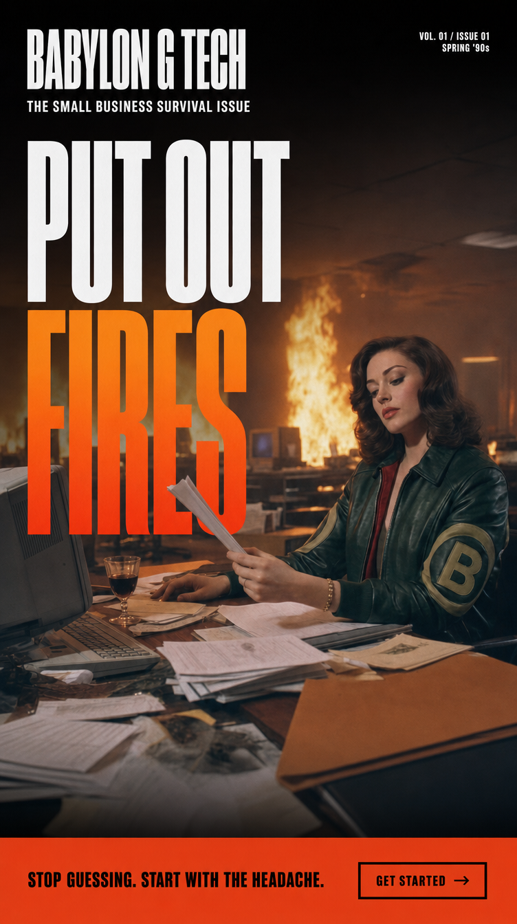 PUT OUT FIRES — Babylon G Tech, the small business survival issue